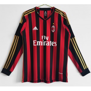 AC Milan Men Home Long Sleeve Retro Soccer Jersey 2013