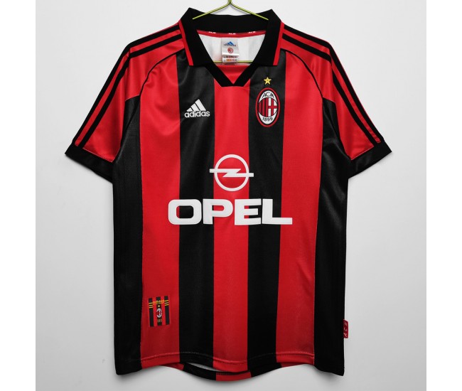 AC Milan Men Home Retro Soccer Jersey 1998