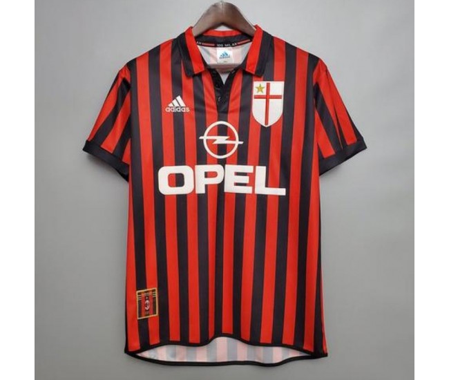 AC Milan Men Home Retro Soccer Jersey 1999