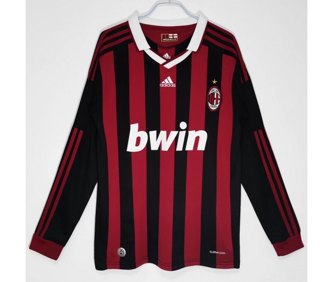 AC Milan Men Long Sleeve Home Retro Soccer Jersey 2009