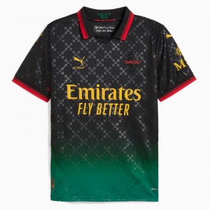 AC Milan x OFF-WHITE Adult Black-Power Green Soccer Jersey 2024