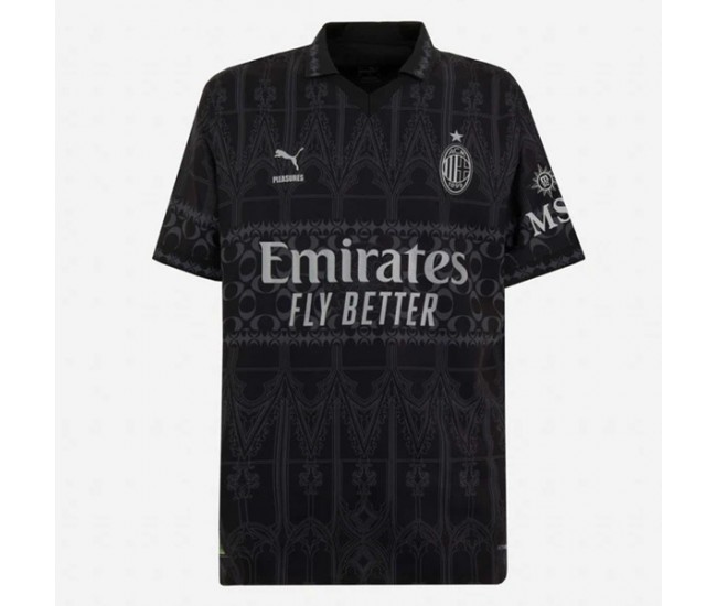 AC Milan X Pleasures Men's Dark Soccer Jersey 2023