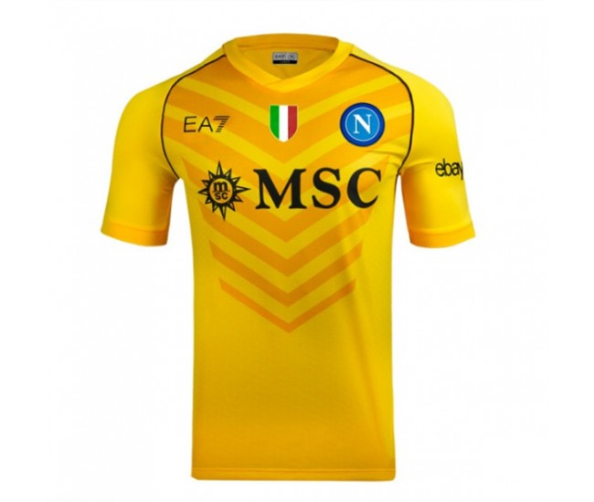 SSC Napoli Mens Yellow Goalkeeper Soccer Jersey 2023