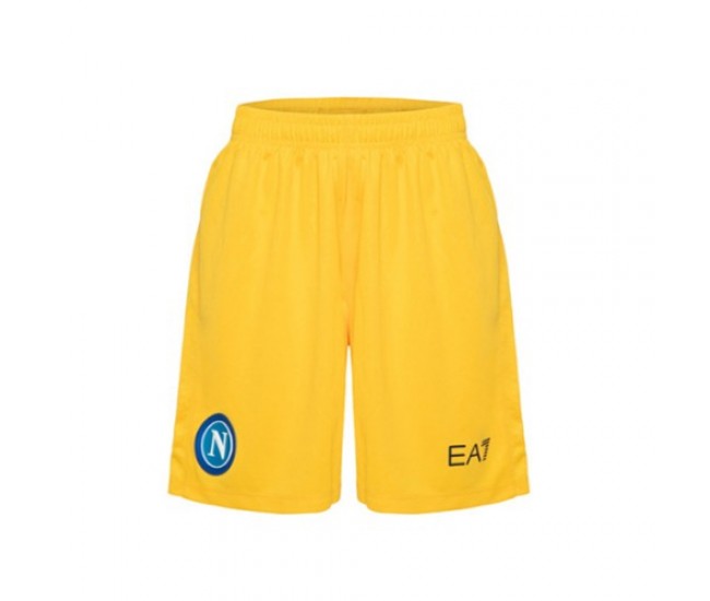 SSC Napoli Mens Yellow Soccer Shorts 2023