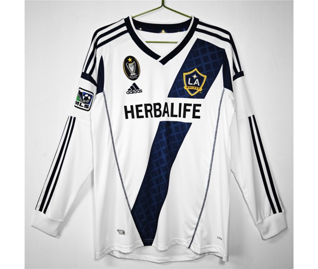 LA Galaxy Men Long Sleeve Home Retro Soccer Jersey 2012