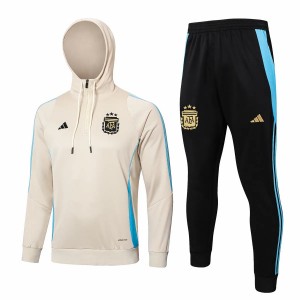 Argentina Beige Training Hooded Technical Soccer Tracksuit 2024