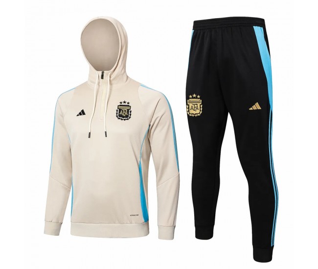 Argentina Beige Training Hooded Technical Soccer Tracksuit 2024