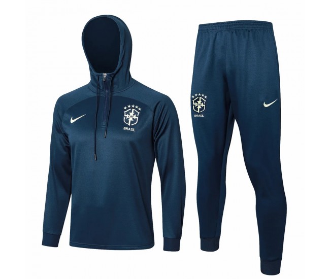 Brazil National Team Blue Hooded Training Soccer Tracksuit 2024