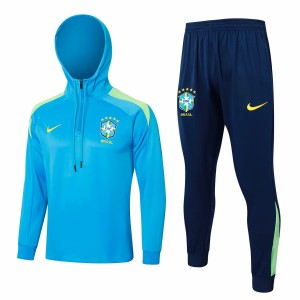 Brazil National Team Blue Training Hooded Technical Soccer Tracksuit 2024