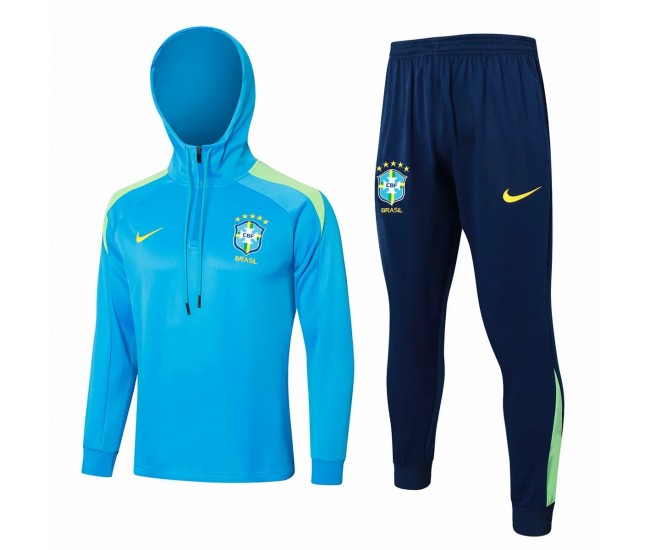 Brazil National Team Blue Training Hooded Technical Soccer Tracksuit 2024