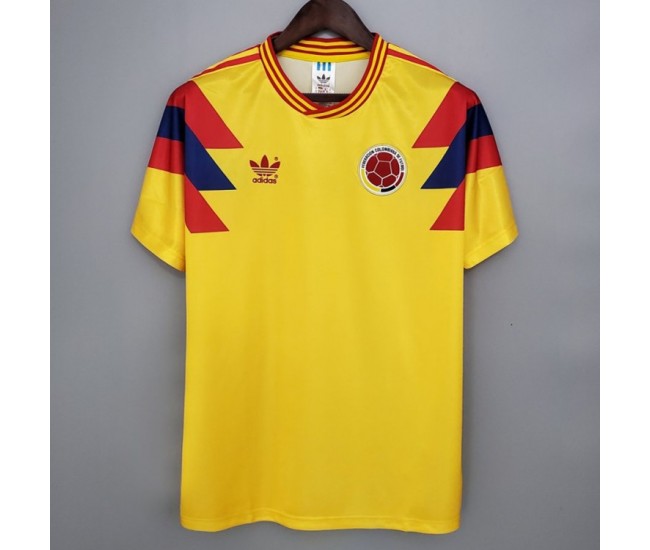 Colombia Men Home Retro Soccer Jersey 1990