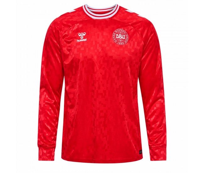 Denmark Mens Home Long Sleeve Soccer Jersey 2024