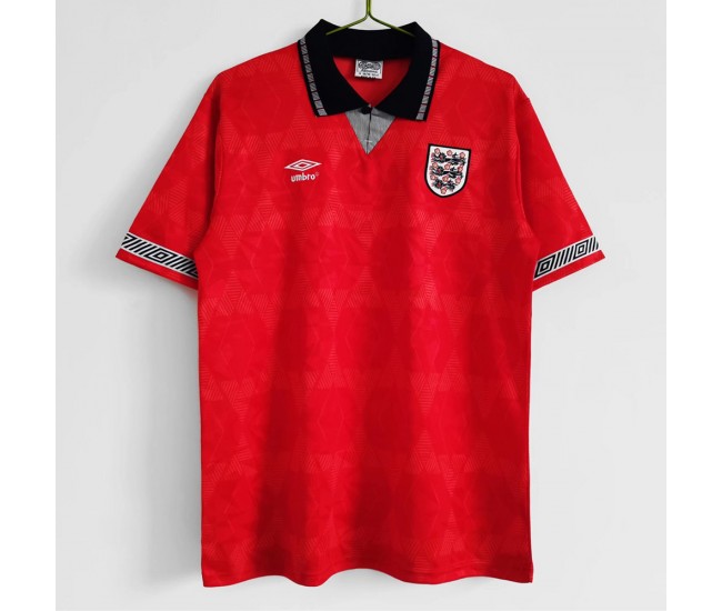 England Men Away Retro Soccer Jersey 1990 