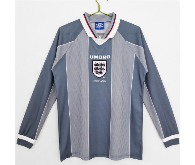 England Men Long Sleeve Away Retro Soccer Jersey 1996 