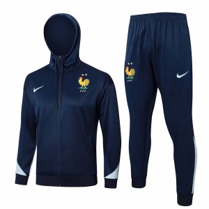 France National Team Navy Training Hooded Presentation Soccer Tracksuit 2024