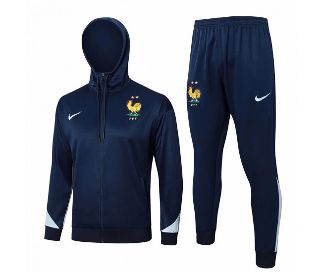 France National Team Navy Training Hooded Presentation Soccer Tracksuit 2024