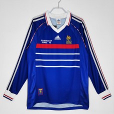 France Men Long Sleeve Home Retro Soccer Jersey 1998