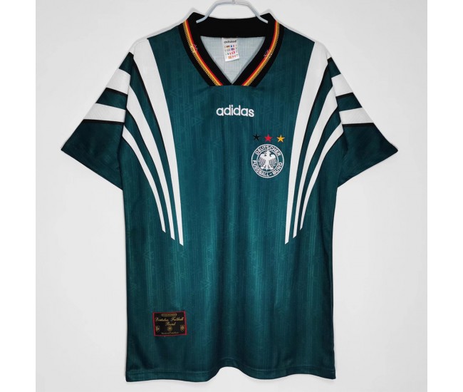 Germany UEFA EURO Men Away Retro Soccer Jersey 1996 