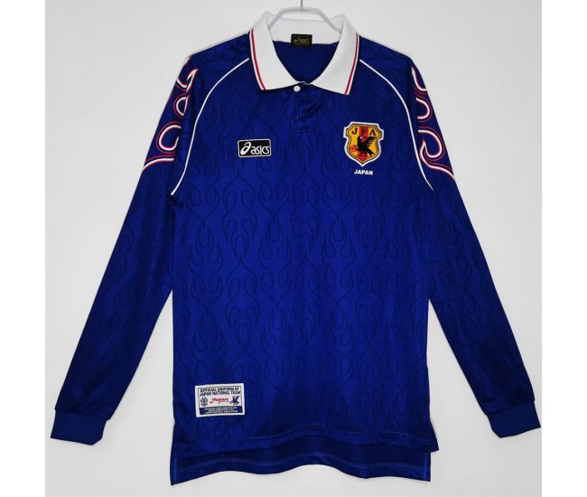 Japan Men Long Sleeve Home Retro Soccer Jersey 1998