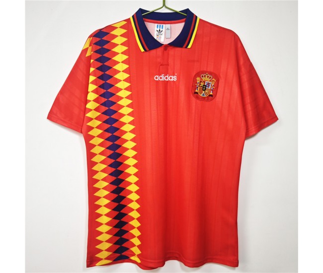 Spain Men Home Retro Soccer Jersey 1994