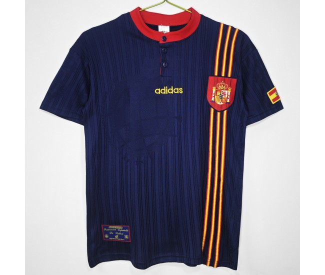 Spain Men Away Retro Soccer Jersey 1996