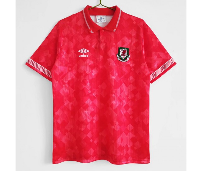 Wales Men Home Retro Soccer Jersey 1990