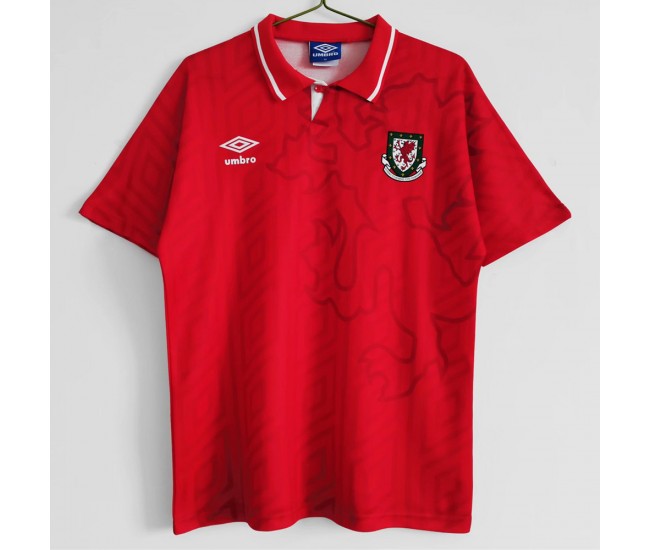 Wales Men Home Retro Soccer Jersey 1992